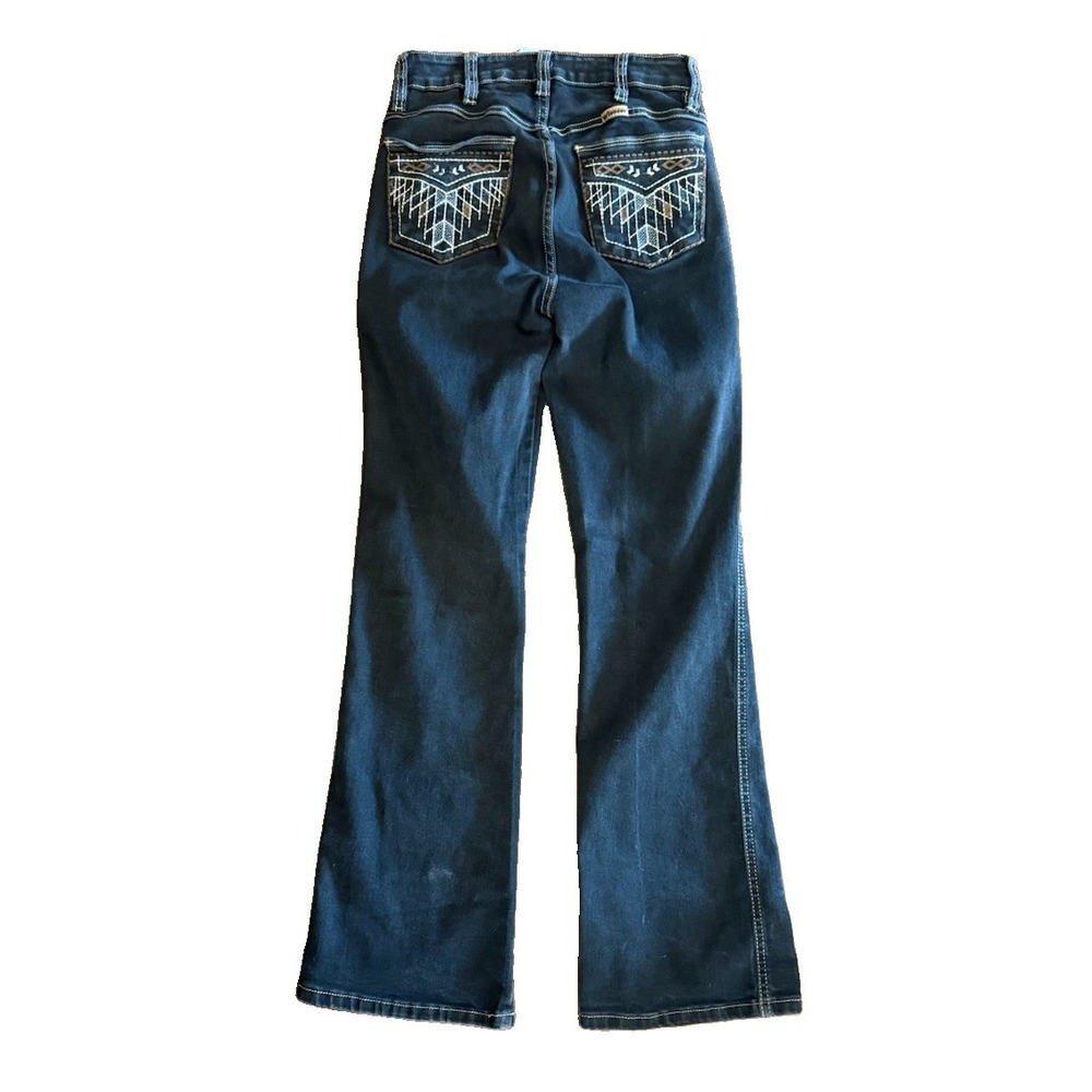 Winster Jeans Women 7 Black Western Embroidered Pocket Flare Y2K Mexico